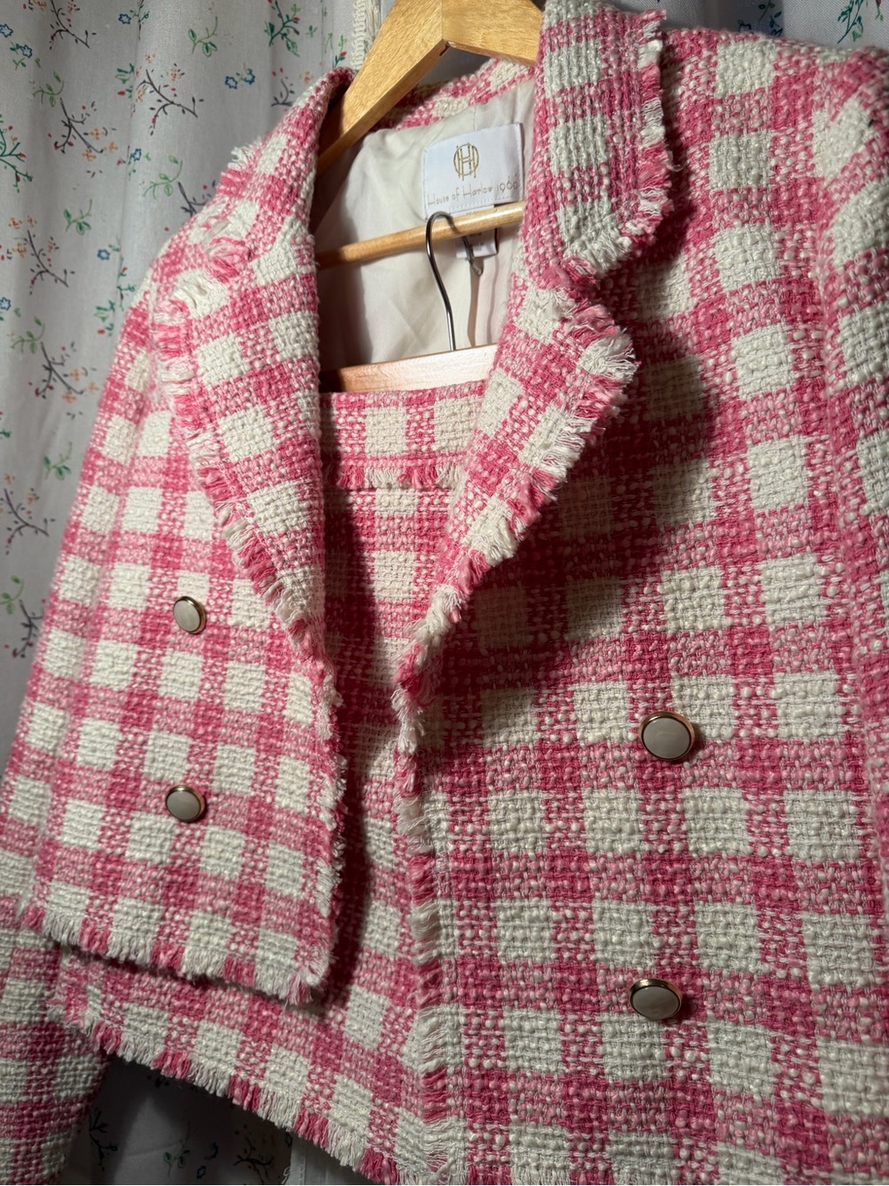 Pink & Cream Checked Tweed Set by House of Harlow 1960’s - Picture 4 of 4